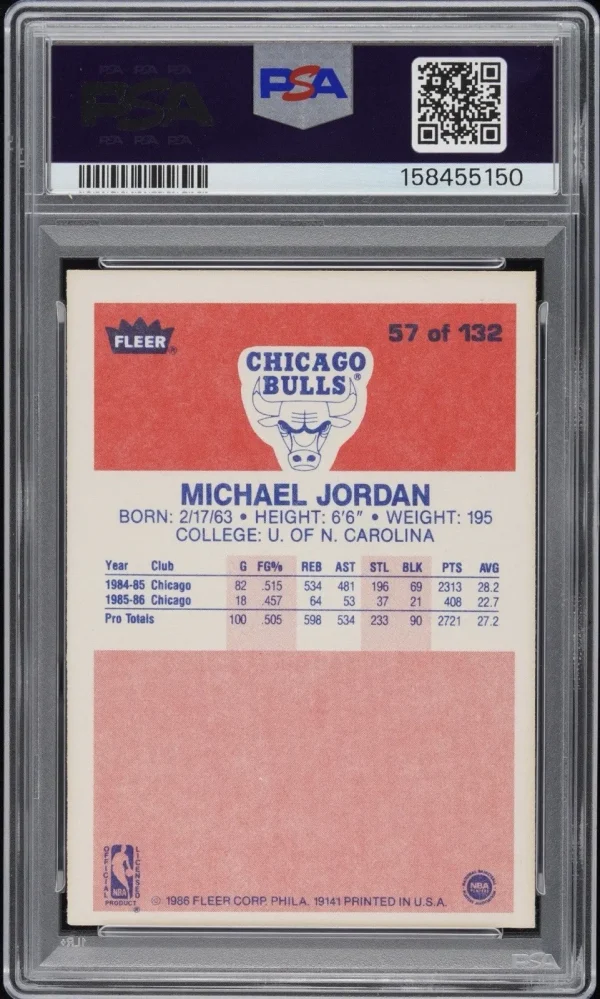 1986-87 Fleer Michael Jordan Rookie Card #57. 1986-87 Fleer Michael Jordan Rookie Card #57