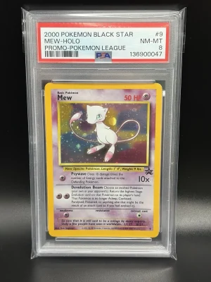 2000 Pokémon Mew #9 Black Star Promo League Holo PSA 8 Swirl 2000 Pokémon Mew #9 Black Star Promo League Holo PSA 8 Swirl