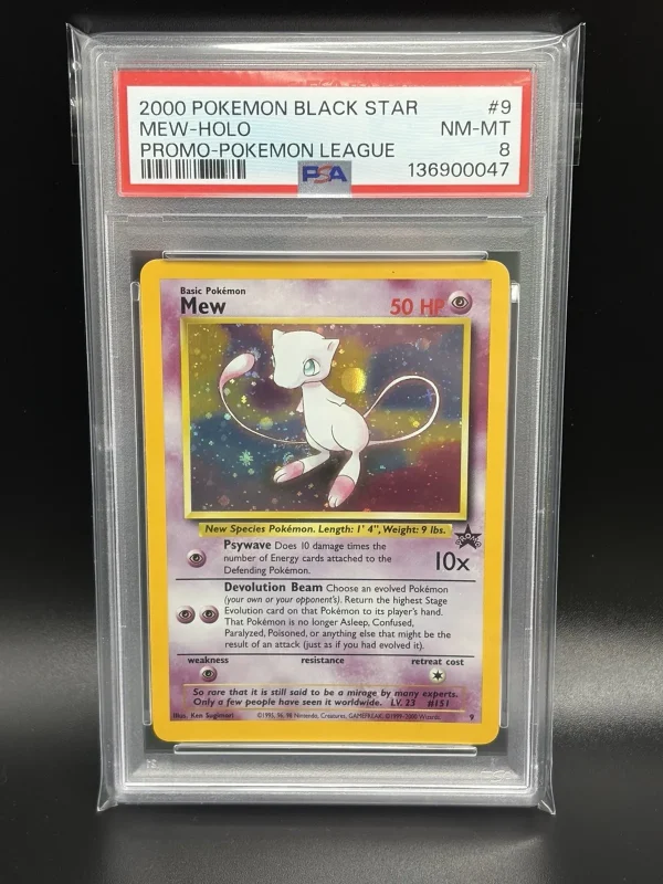 2000 Pokémon Mew #9 Black Star Promo League Holo PSA 8 Swirl