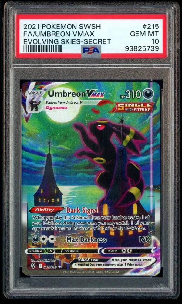 2021 Pokemon SWSH Evolving Skies Secret #215 FA Umbreon VMAX PSA 10