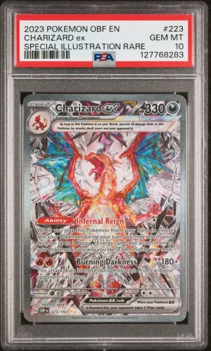 PSA 10 GEM MINT Charizard ex SIR 223/197 Obsidian Flames Pokemon 2023