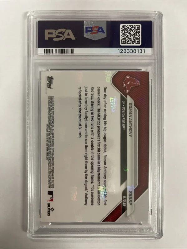 2025 Topps Now Roman Anthony #285SP Rookie Call-Up SP .PSA 10 Gem Mint 2025 Topps Now Roman Anthony #285SP Rookie Call-Up SP PSA 10 Gem Mint
